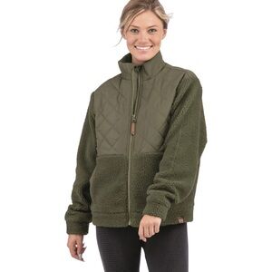 Liv Outdoor Dahlia Sherpa full-zip jacket~ Olive Green